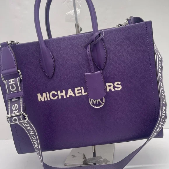 MICHAEL KORS Mirella Medium EW Pebbled Leather Tote Bag
Dark Purple 
NWT - Picture 10 of 16